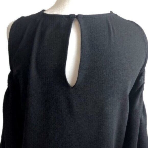 Michael Kors Black Cold Shoulder Dressy Blouse Medium - Picture 6 of 8